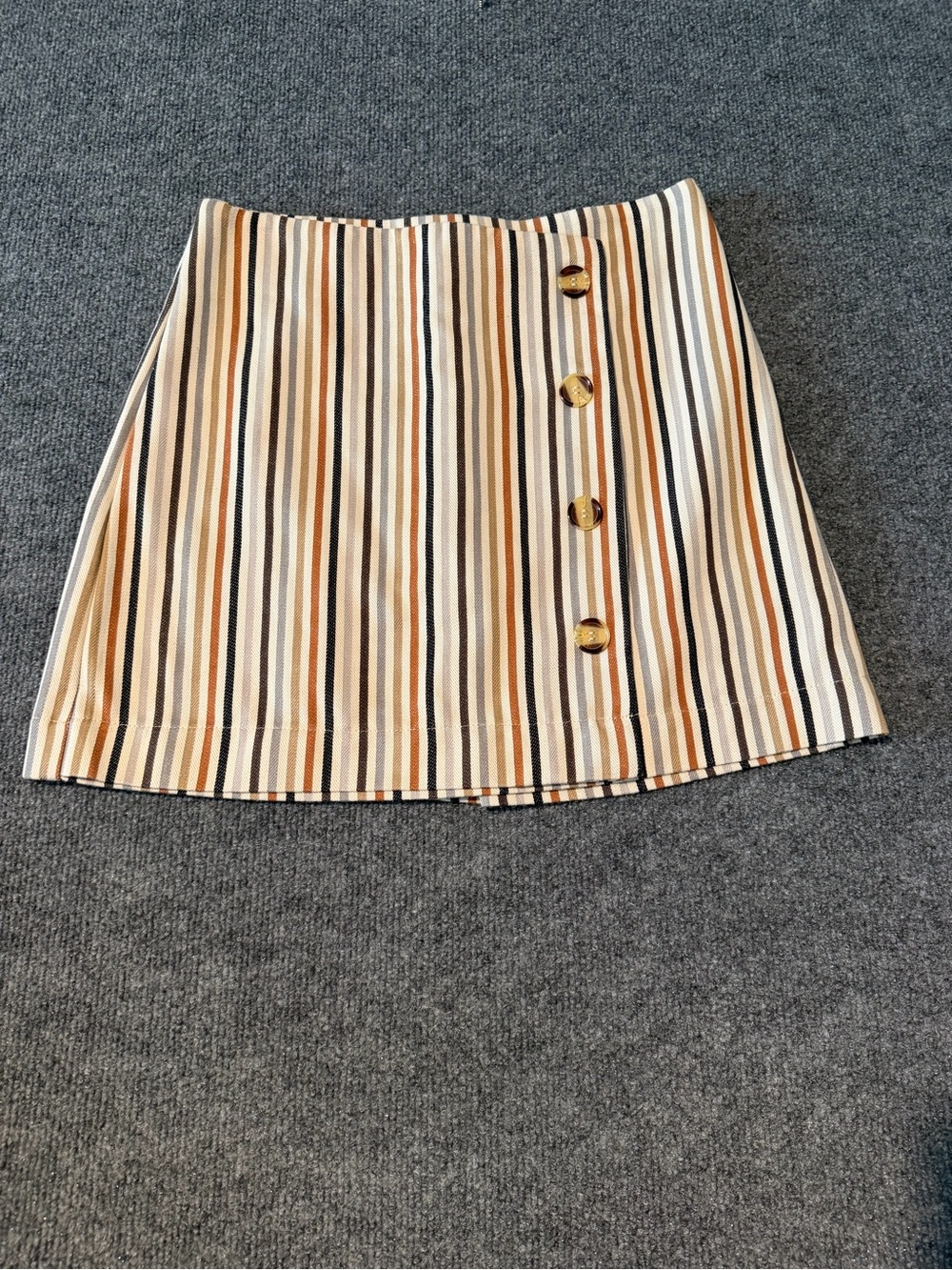 Altar'd State Vertical Striped Mini Skirt in Cream, Tan, Black